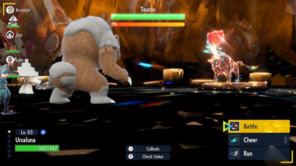 tera raid battle in pokemon scarlet violet with ursaluna