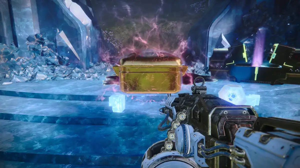 Image of a Prismatic Chest at the end of a mission campaign in Destiny 2