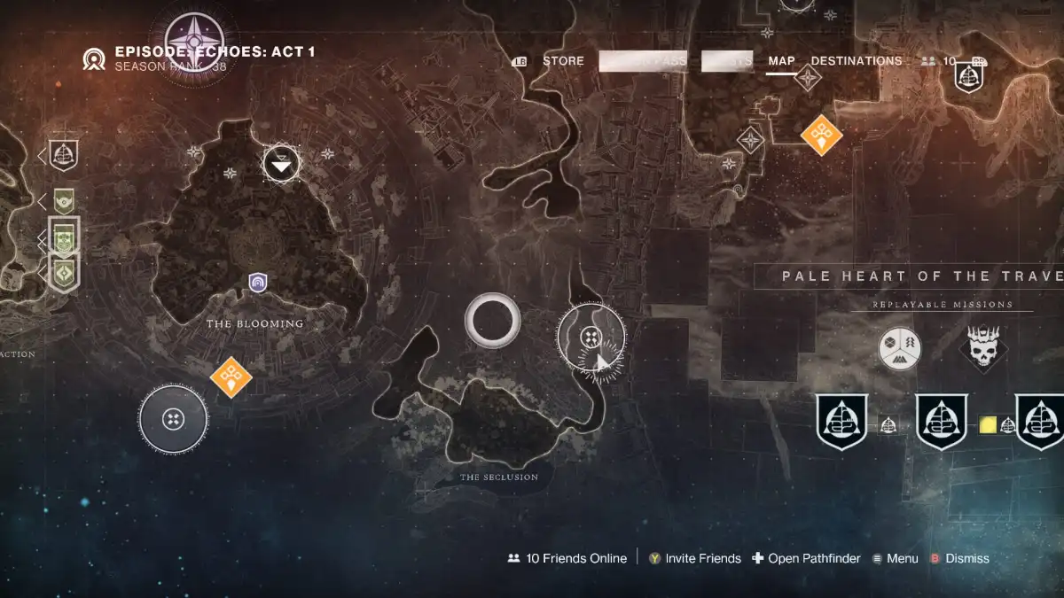 Image of the map of the red cube's location in the paranormal activity in Seclusion in Destiny 2