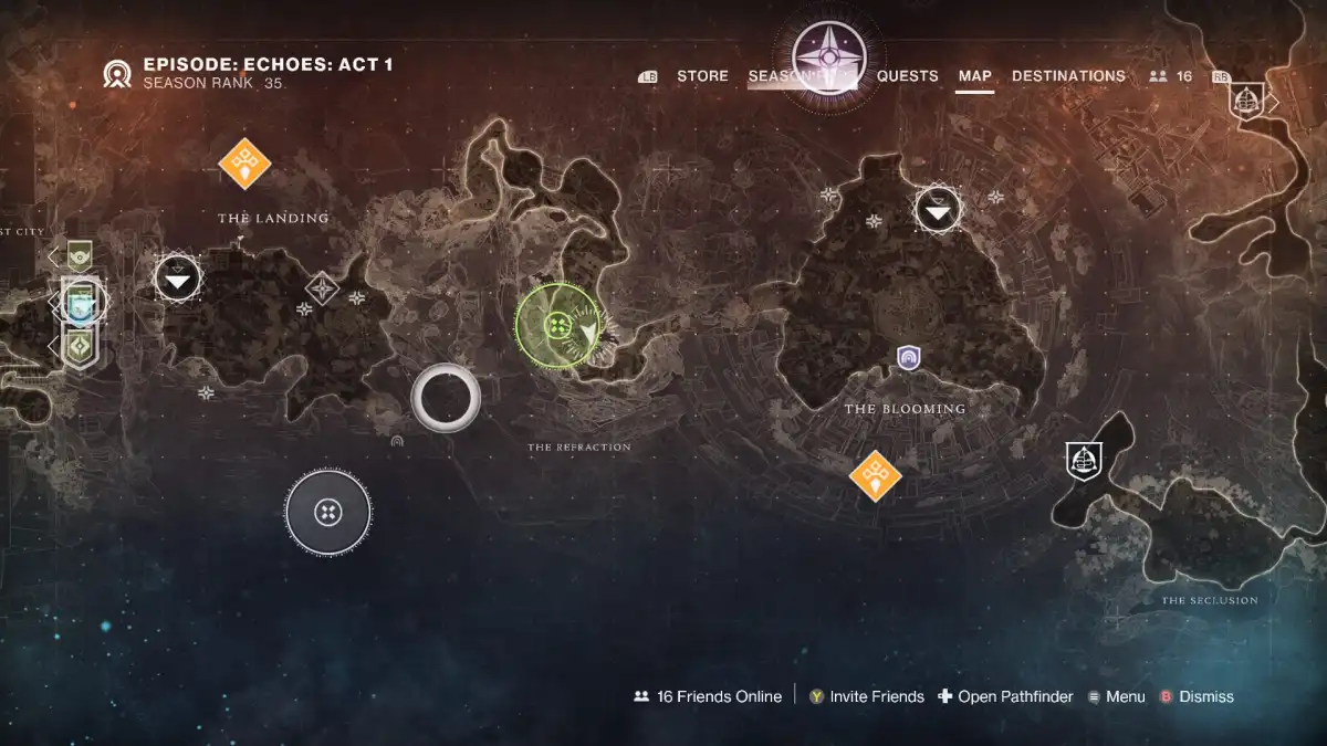Image of the precise location in The Refraction where you can find the Memory in Destiny 2