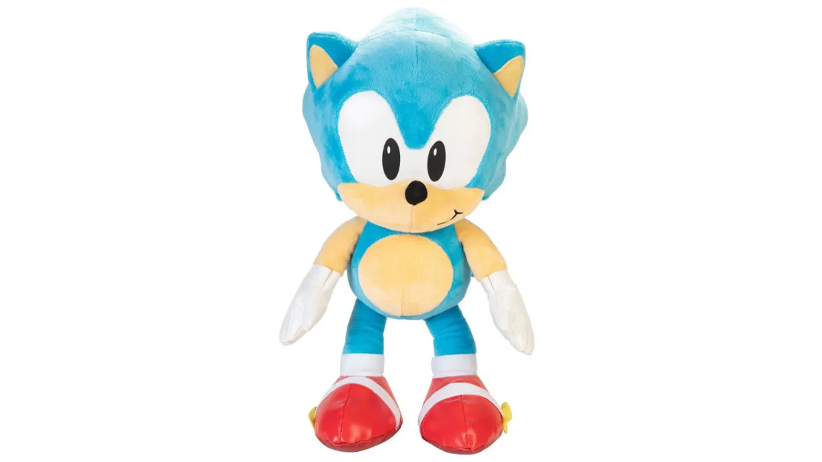 A Sonic the Hedgehog 30th Anniversary plush. 
