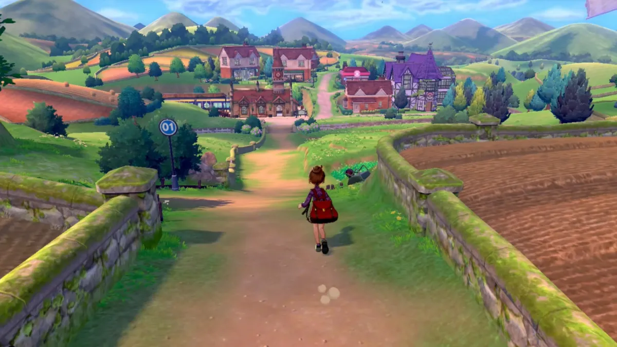 Image of player walking in postwick in pokemon sword and shield