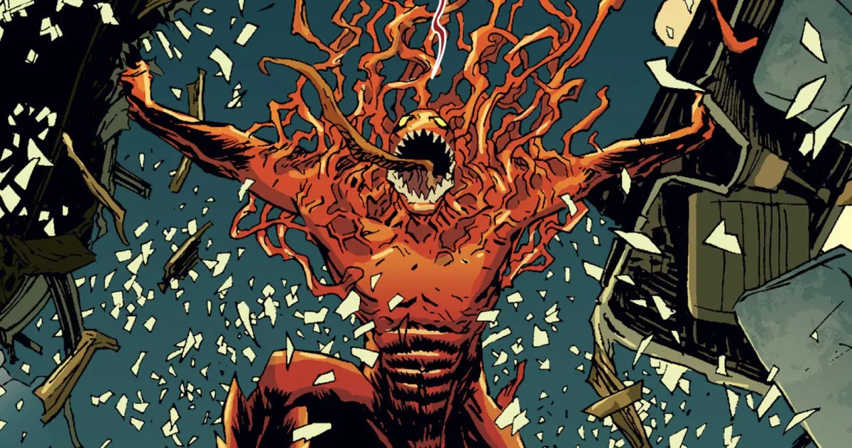 Toxin from Marvel Comics. This image is part of an article about who Toxin is in Venom: The Last Dance.