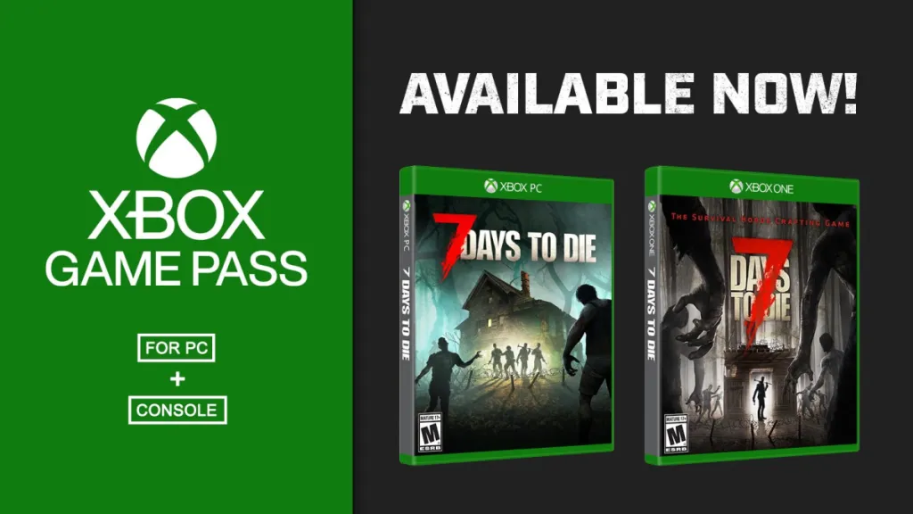 A promo image from Xbox showing that 7 Days to Die was once available via Game Pass.