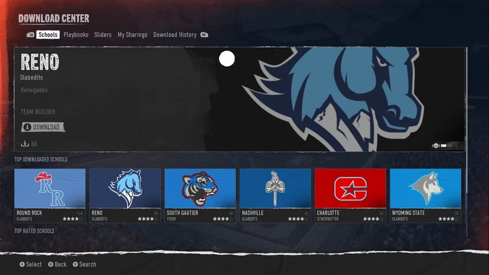 Downloading Custom Teams in Team Builder In EA Sports College Football 25