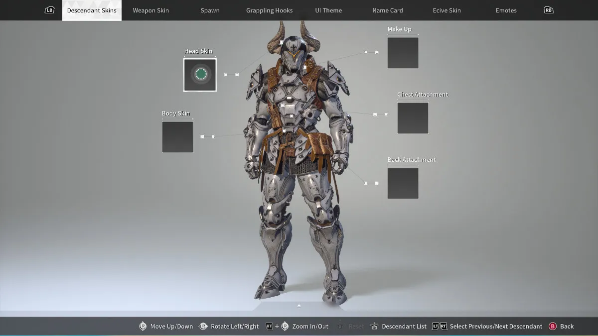 The character Ajax in The First Descendant on the Skins screen, in an article detailing how to change the color of their armor