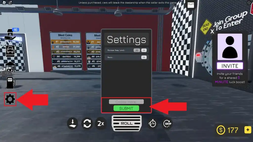 Car RNG How to redeem codes