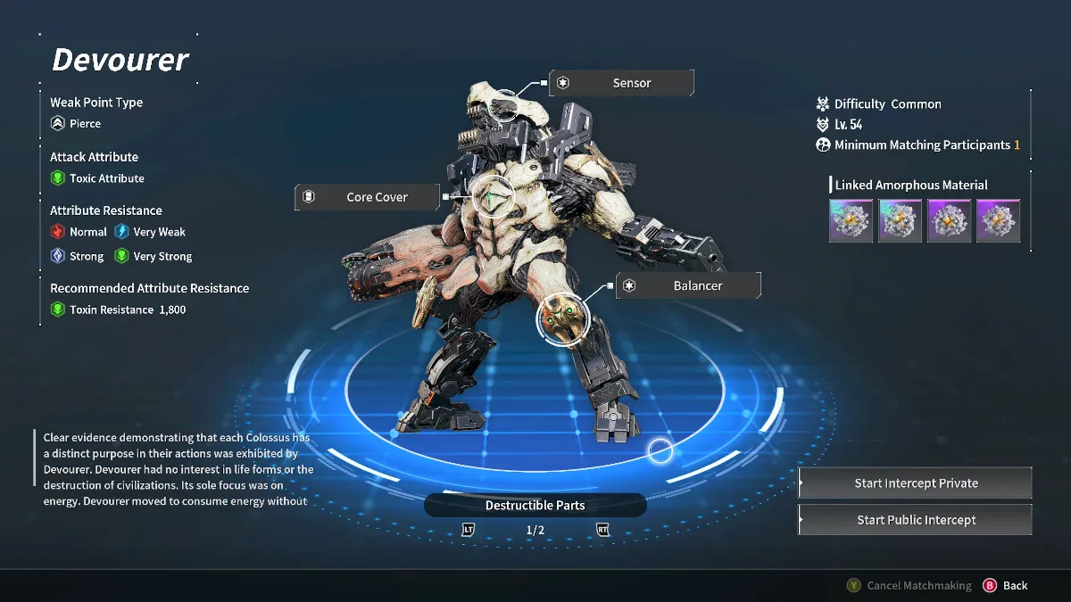 An image showing the Destructible Parts on the Devourer in The First Descendant