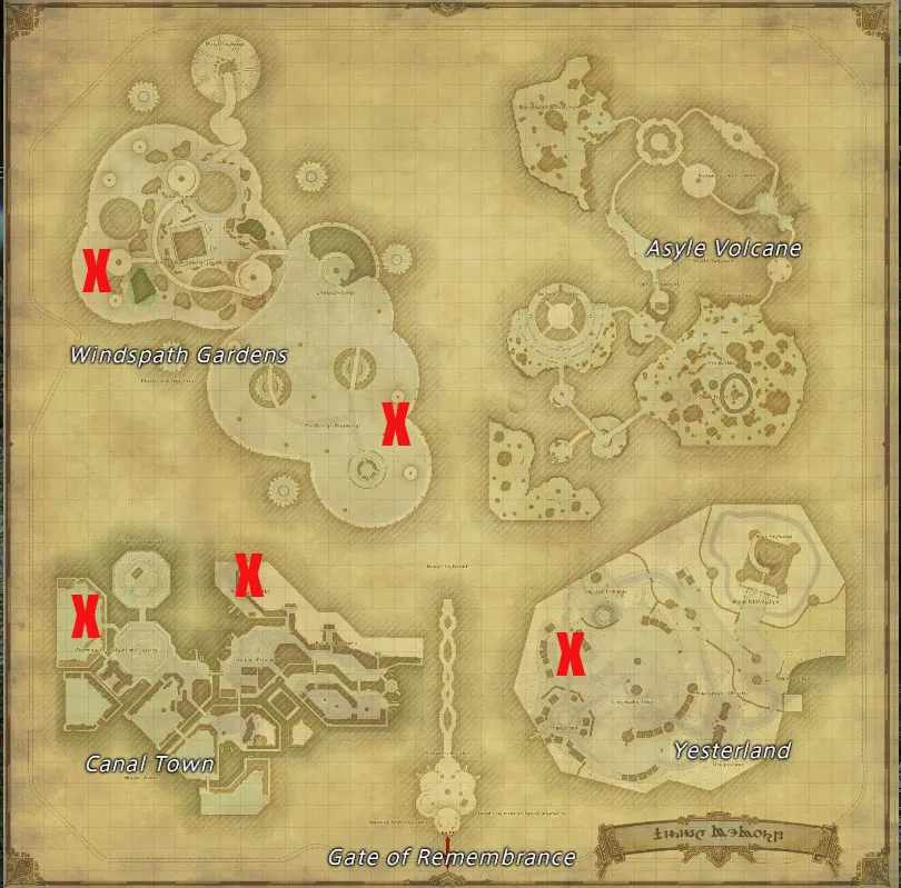 ff14 dawntrail living memory map of s rank monster spawns