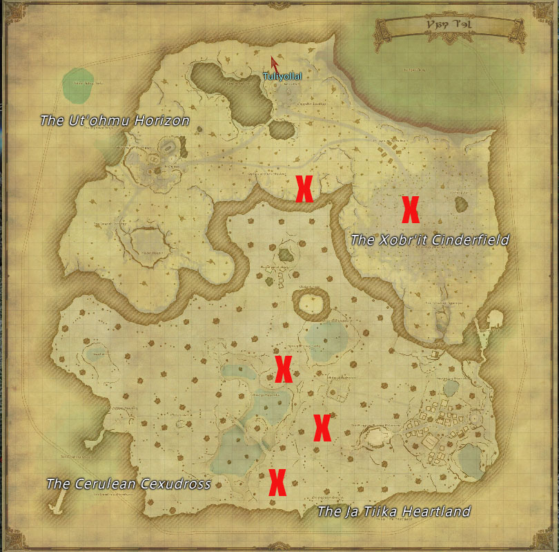 ff14 dawntrail yak t'el map of s rank monster spawns