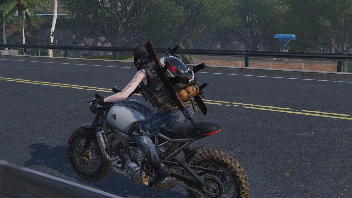 Riding a motorcycle in Once Human.