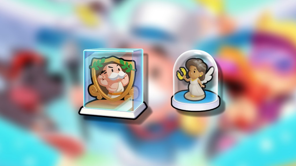 The Fearless Flex Shield and Victorious Sofia Token that players can earn in the Greek Treasures Dig Event happening in Monopoly GO