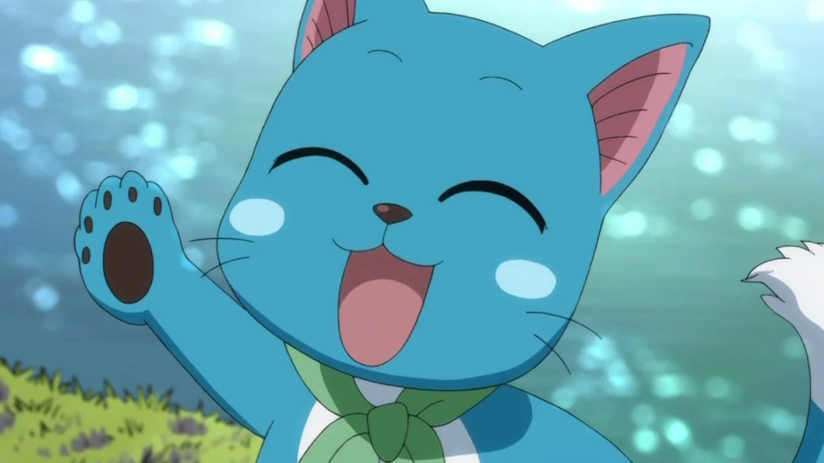 Happy Smiling and waving in Fairy Tail