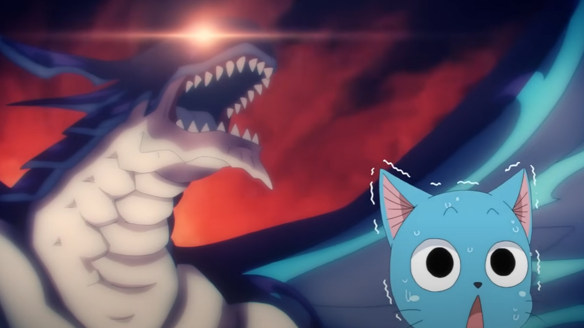 Happy scared by Dragon in Fairy Tail 100 Years Quest trailer