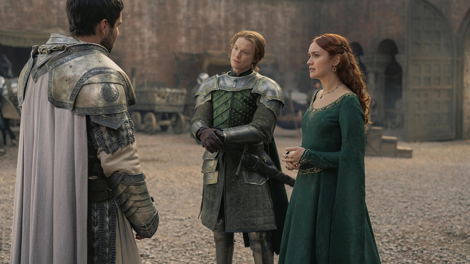 Ser Criston Cole, Ser Gwayne Hightower, and Queen Dowager Alicent Hightower in House of the Dragon Season 2, Episode 3
