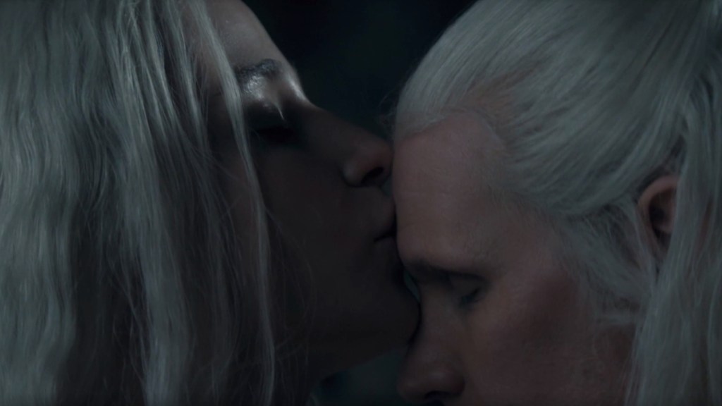 Alyssa Targaryen kisses Daemon Targaryen's forehead in House of the Dragon Season 2, Episode 5