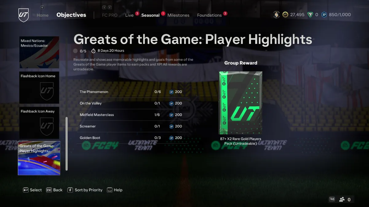 EA FC 24 Greats of the Game Player Highlights Objectives.