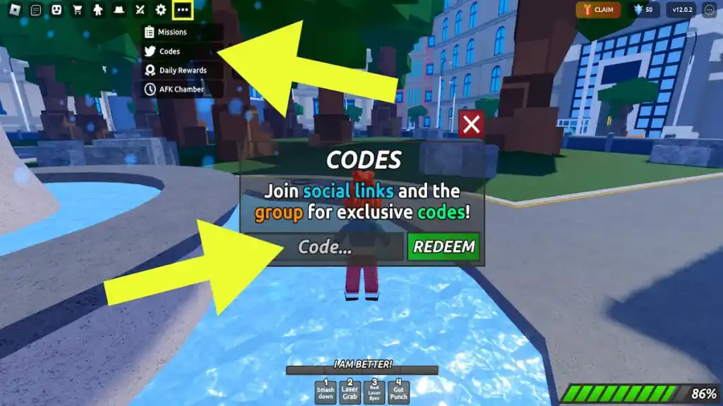 How to redeem codes in Dudes Battlegrounds