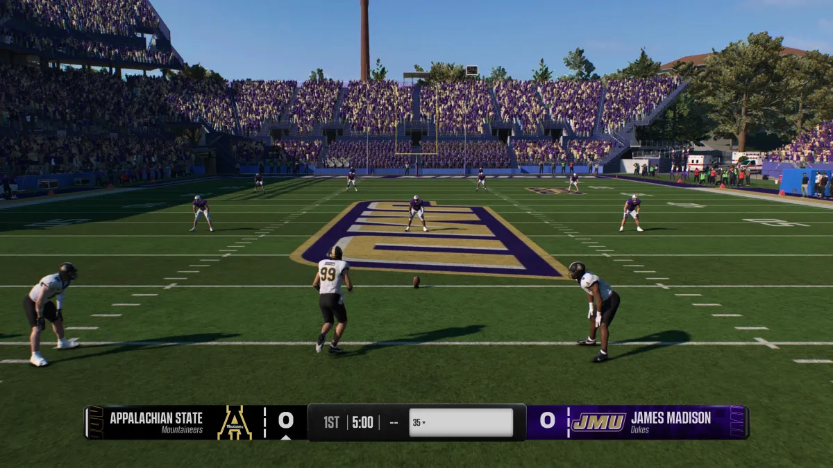 A player kicking off in EA Sports College Football 25.