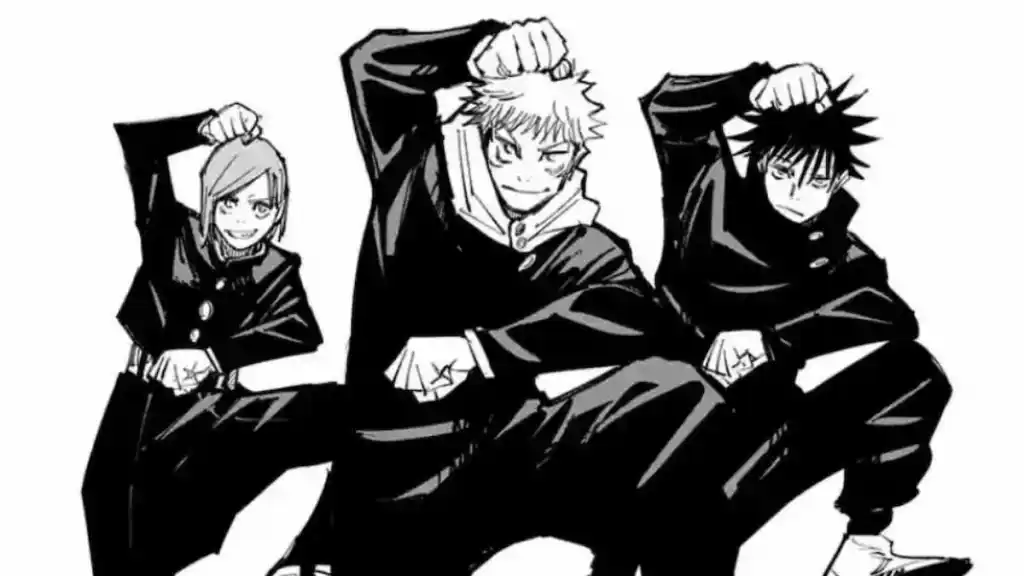 The Jujutsu Kaisen First-Year Trio, illustrated by Gege Akutami