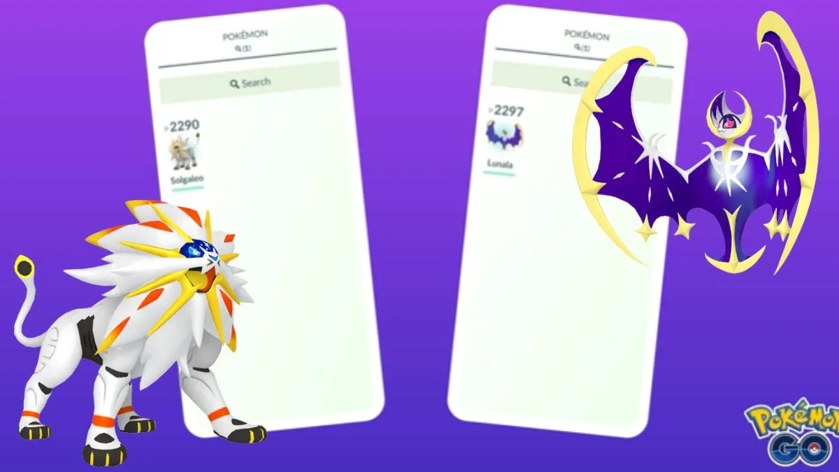 Lunala and Solgeleo in Pokemon GO