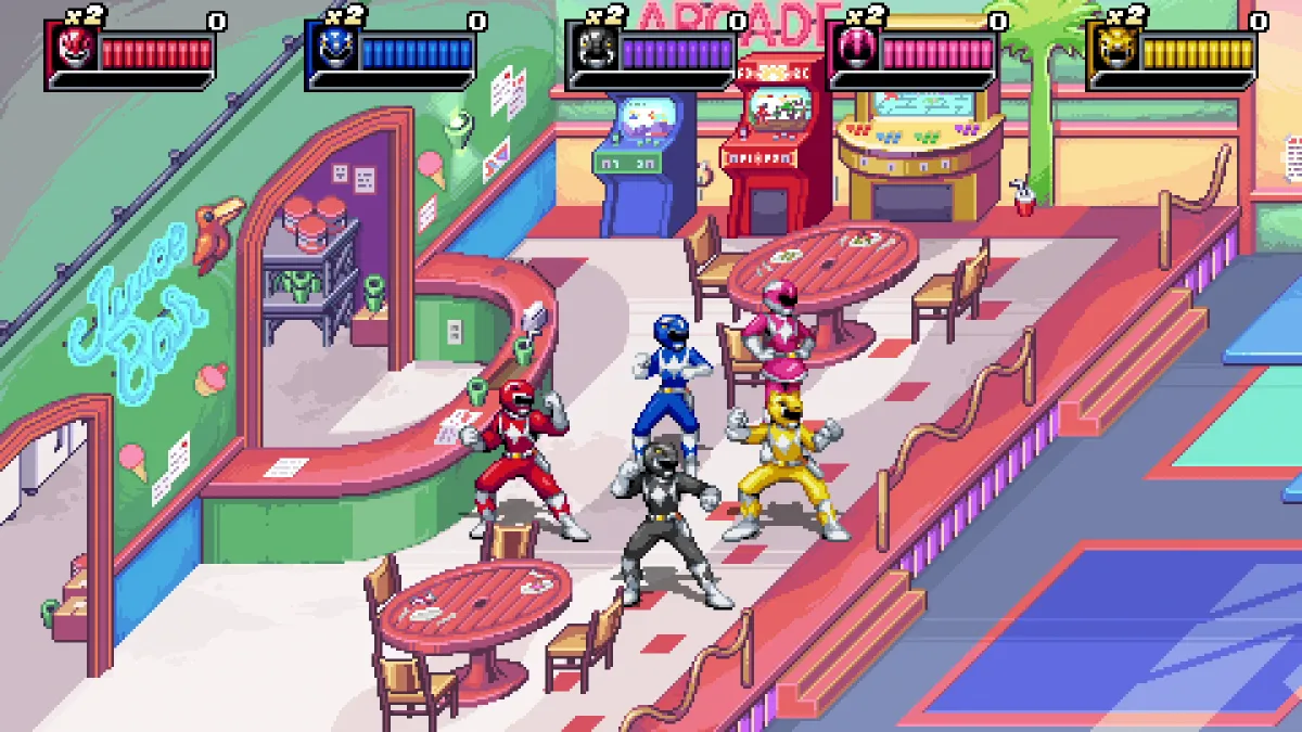 The Power Rangers in an arcade in Rita's Rewind.