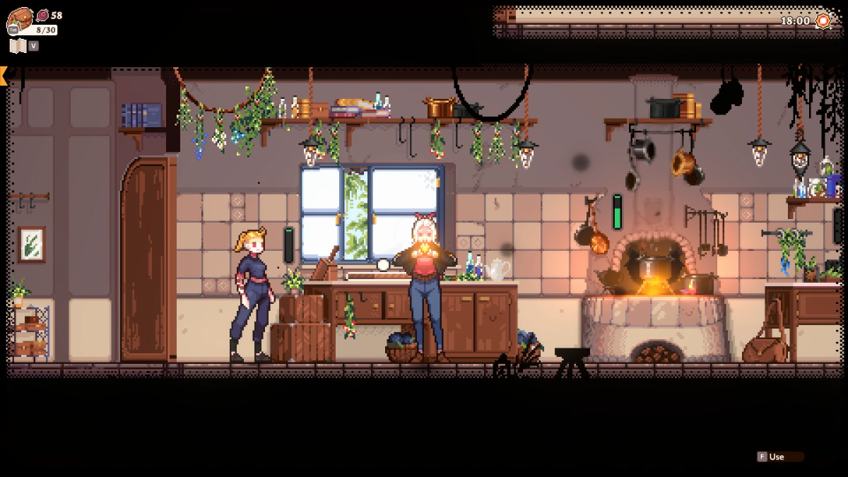 An image showing Flora in her kitchen in Magical Delicacy, as part of a review of the game.