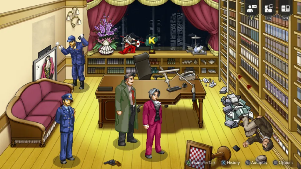 A photo detailing the original sprites in the Ace Attorney Investigations Collection in an article previewing the upcoming game