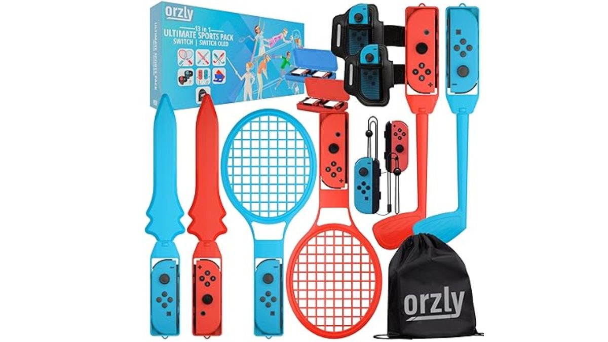 Image of a pack of Nintendo Switch gaming accessories for sports & combat