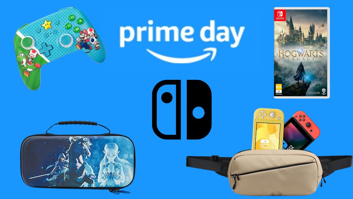 Image featuring the Prime Day & Nintendo Switch logos, with several Nintendo Switch items on sale
