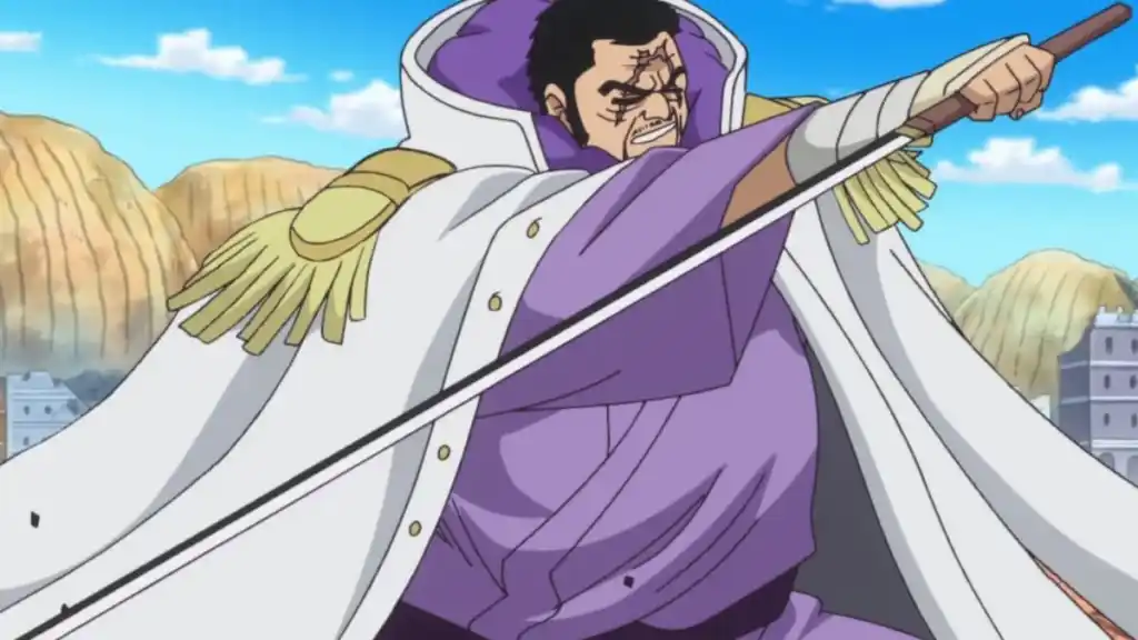 Admiral Fujitora using his blade Yakuza Kasen in the One Piece anime