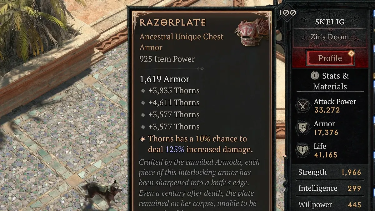 Razorplate unique effects in Diablo 4.