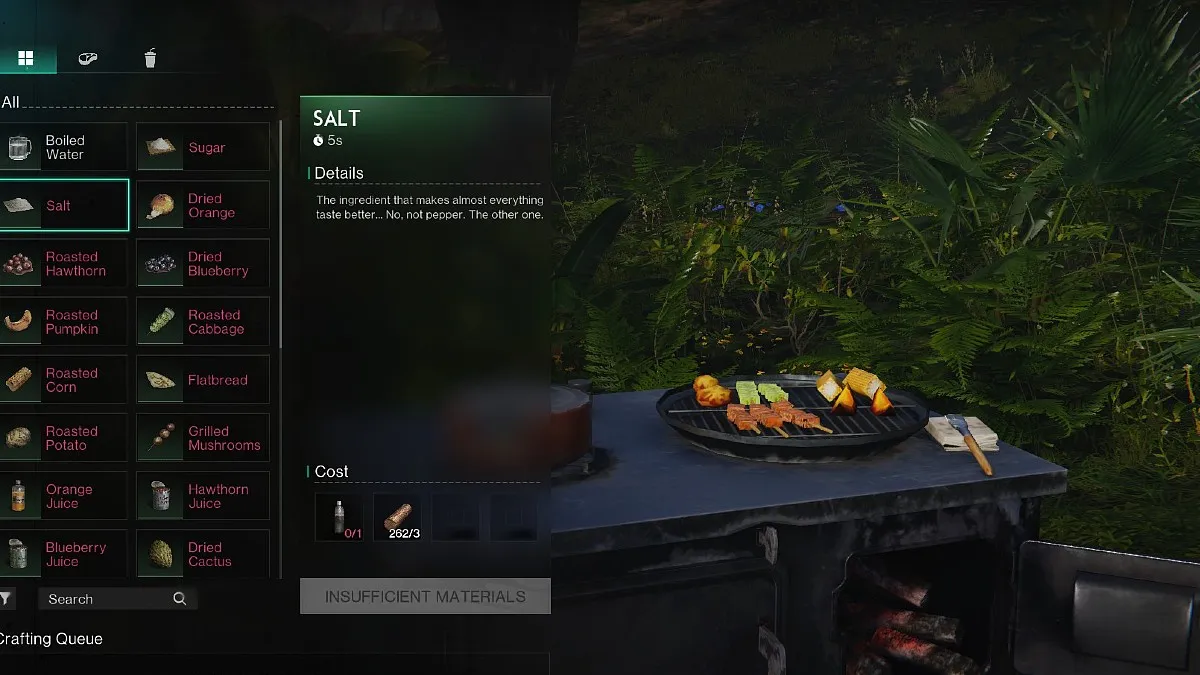 Image of the cooking menu with a stove and a dish displayed on top in Once Human