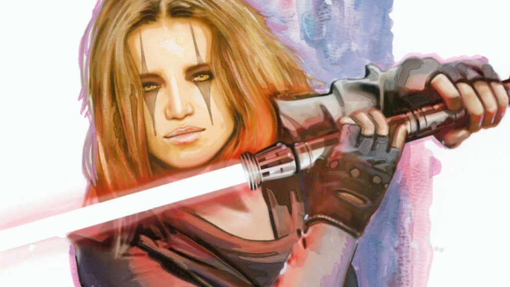 Artwork of Star Wars Sith Lord Darth Zannah wielding her lightsaber