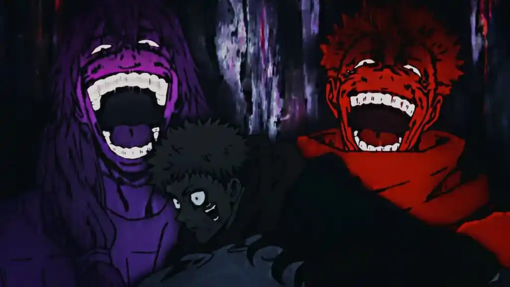 Mahito and Sukuna laughing at Yuji Itadori in Jujutsu Kaisen Season 1