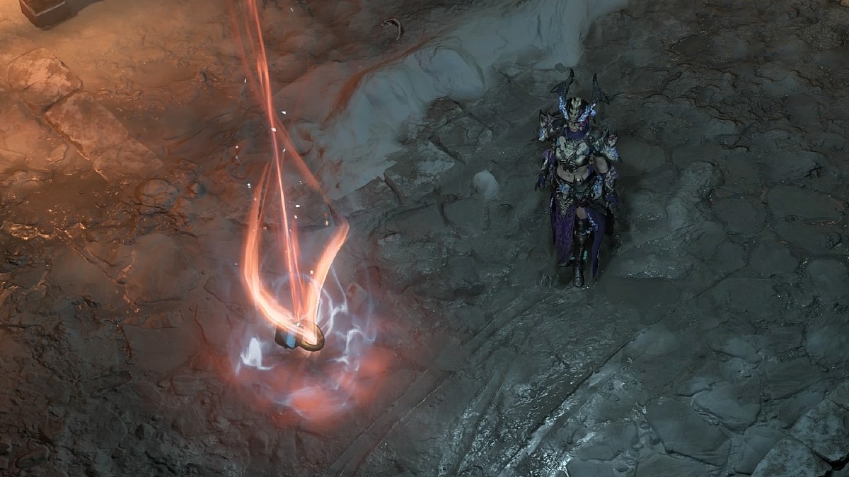 Tal Rasha's Iridescent Loop on the ground in Diablo 4.
