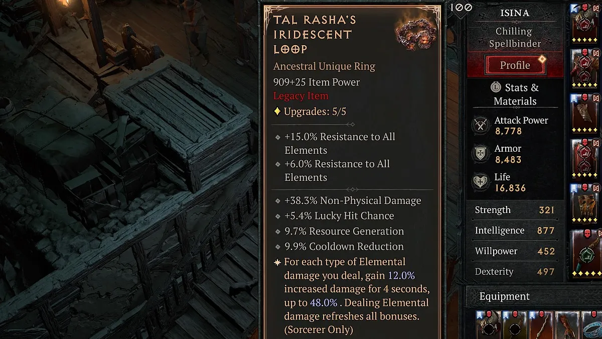 Tal Rasha's Iridescent Loop stats in Diablo 4.