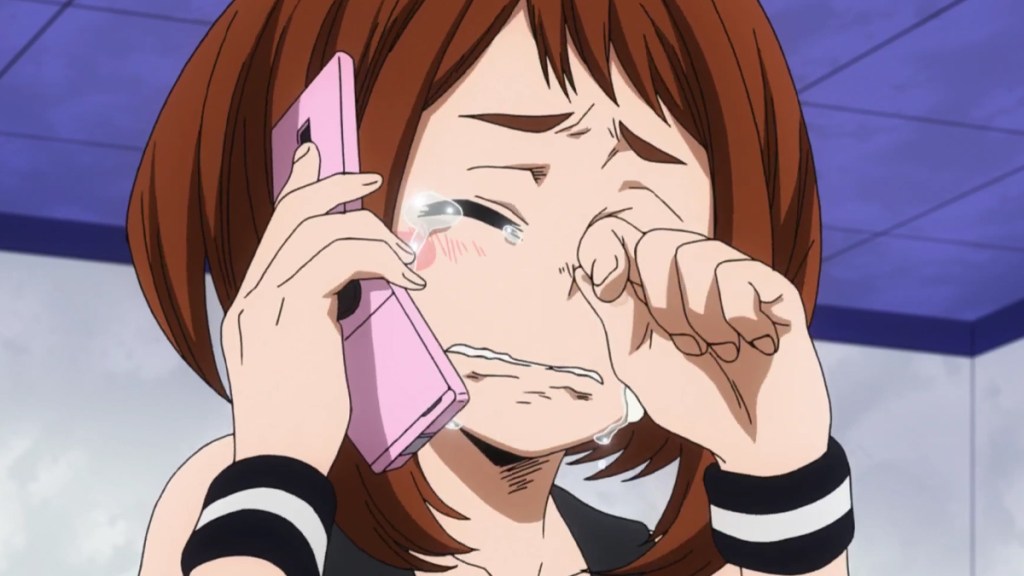 Uraraka crying in My Hero Academia anime