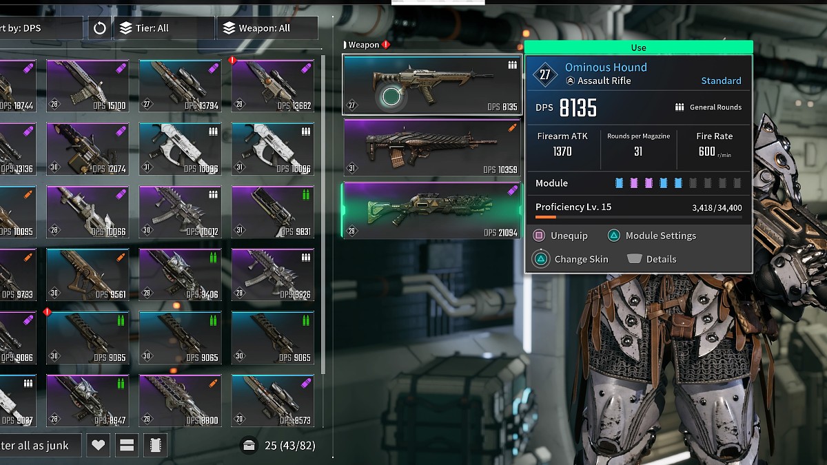 Max Weapon Proficiency in the gun inventory for The First Descendant.