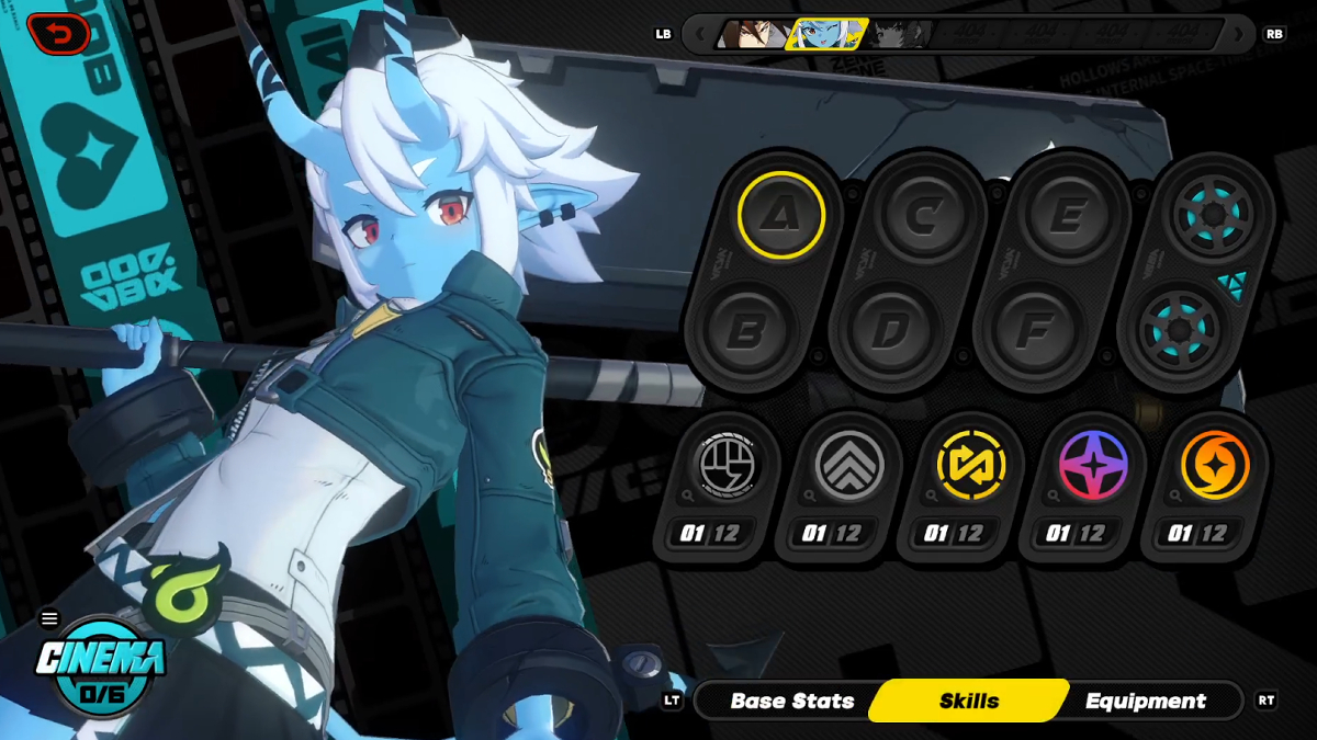 Soukaku's skill screen in ZZZ., with Soukaku posing on the left side with a bat