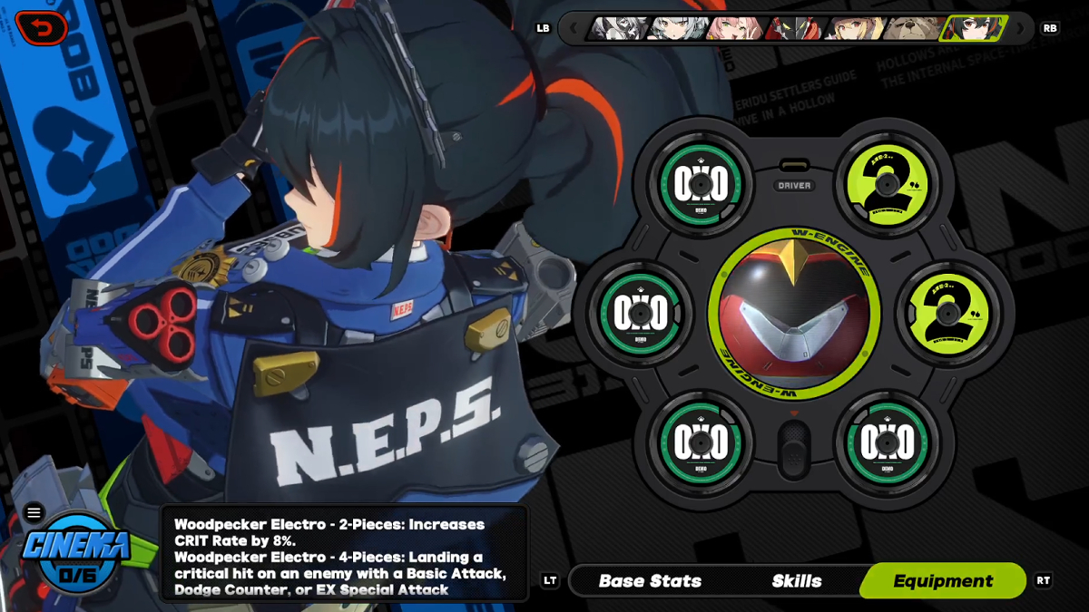 Zhu Yuan's equipment screen in Zenless Zone Zero.