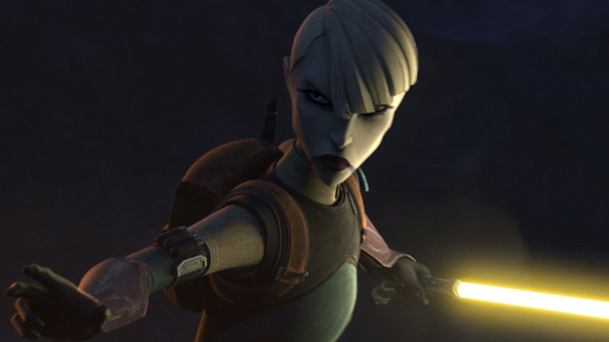 Asajj Ventress holding a lightsaber