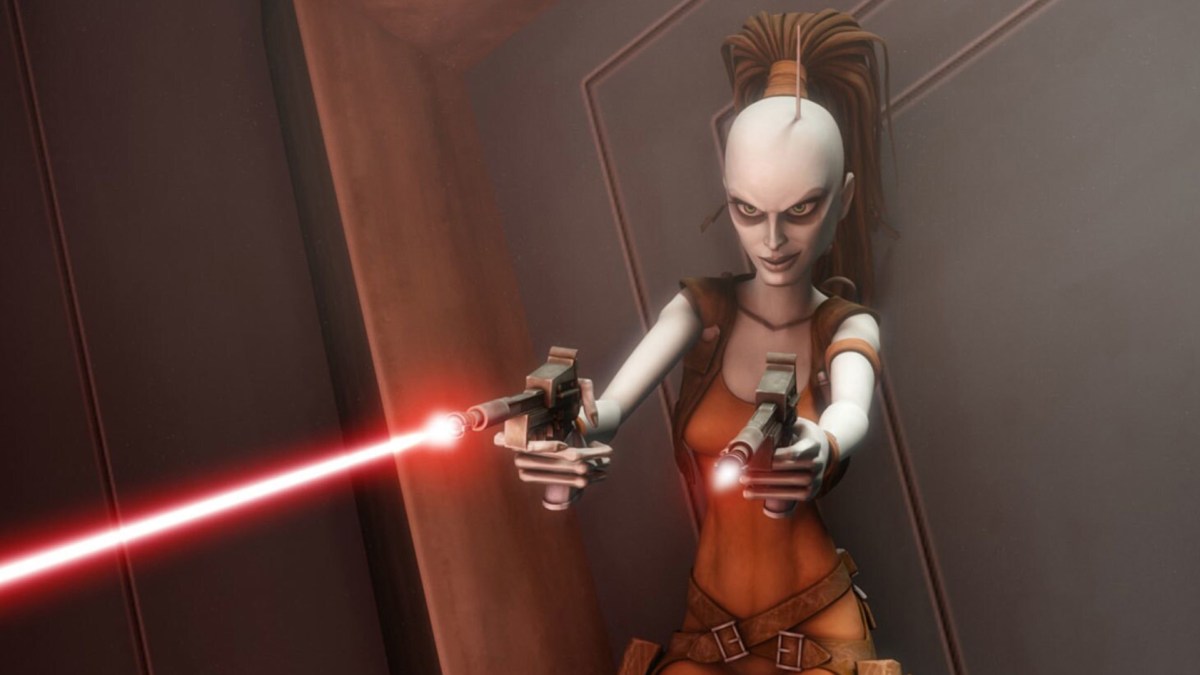 Aurra Sing in The Clone Wars as part of an article about the best bounty hunters in Star Wars.