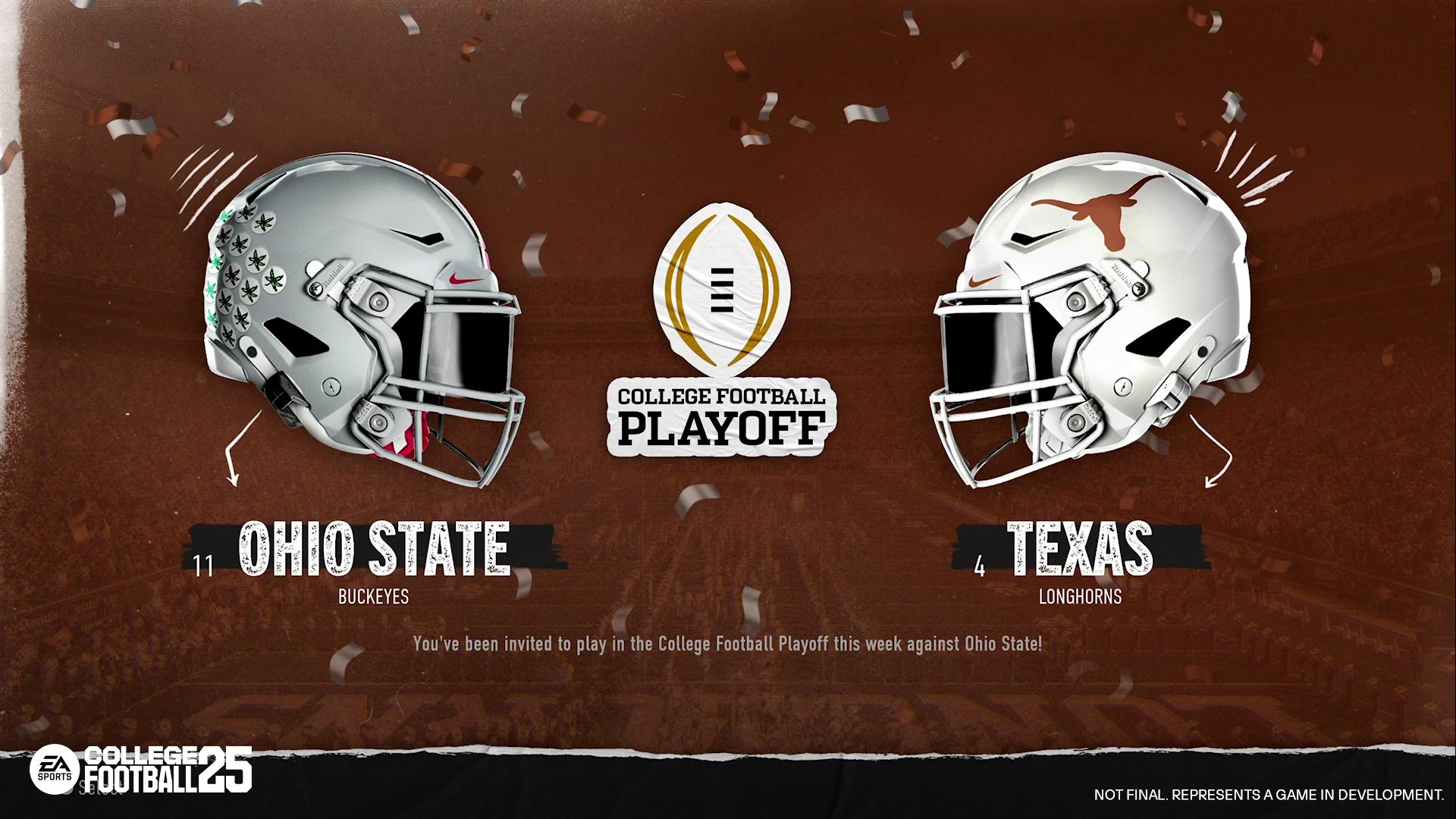 Ohio State and Texas in College Football 25 Dynasty Mode.