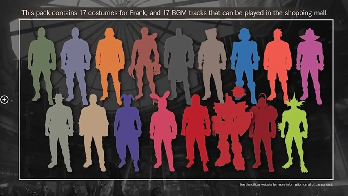 Silhouettes of the Dead Rising Deluxe Edition Deluxe costumes.