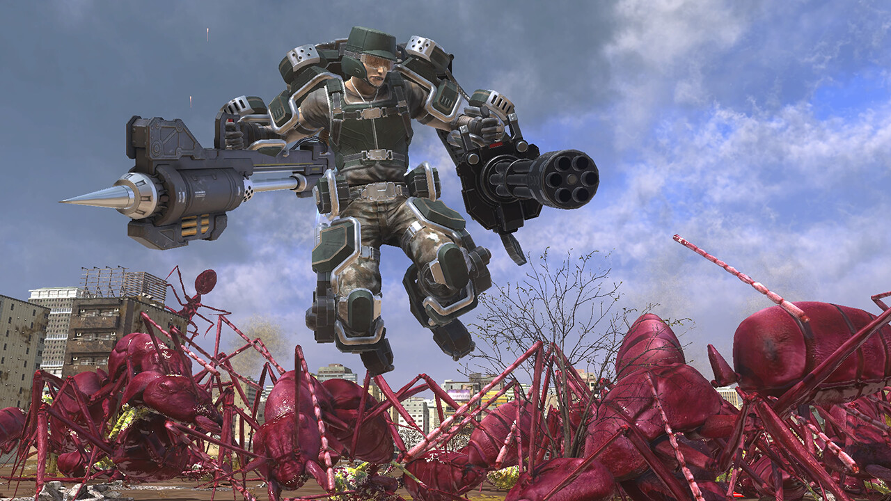 A machine jumping in Earth Defense Force 6 as part of an article about how many levels Earth Defense Force 6 has.