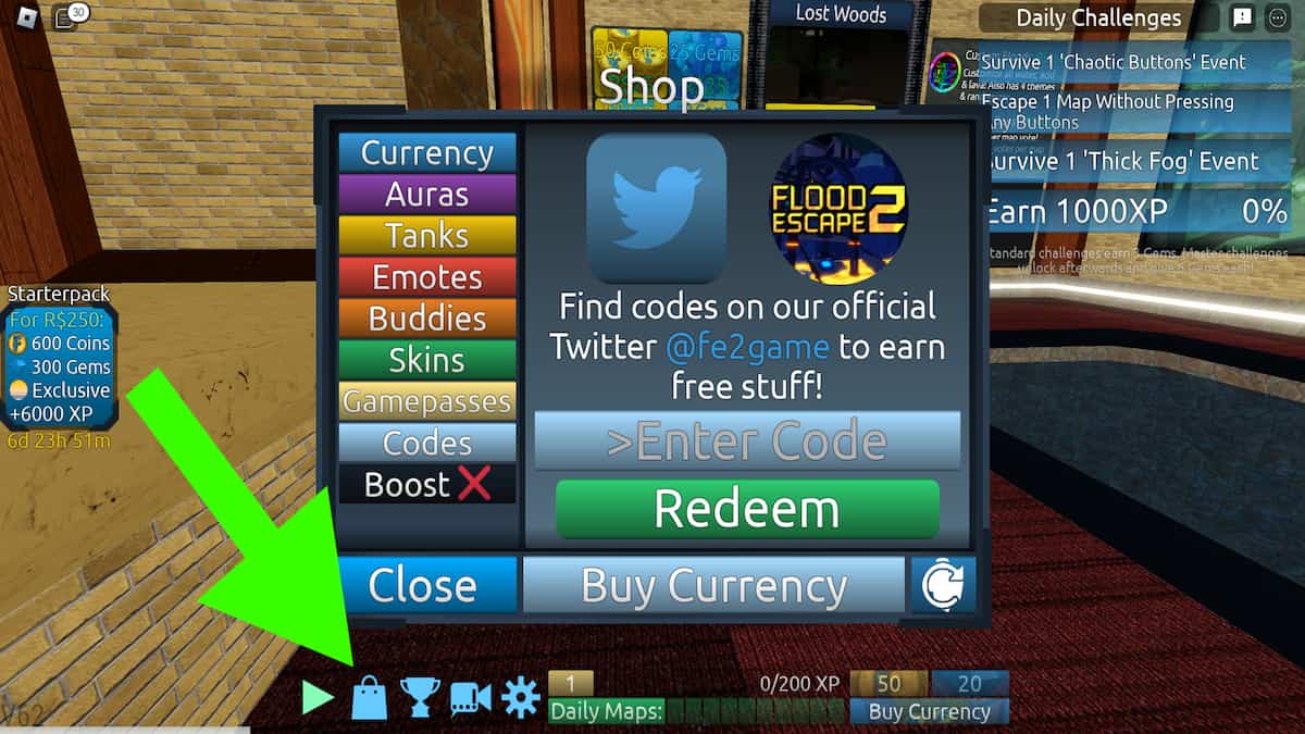 How to redeem codes in Escape Flood 2. 