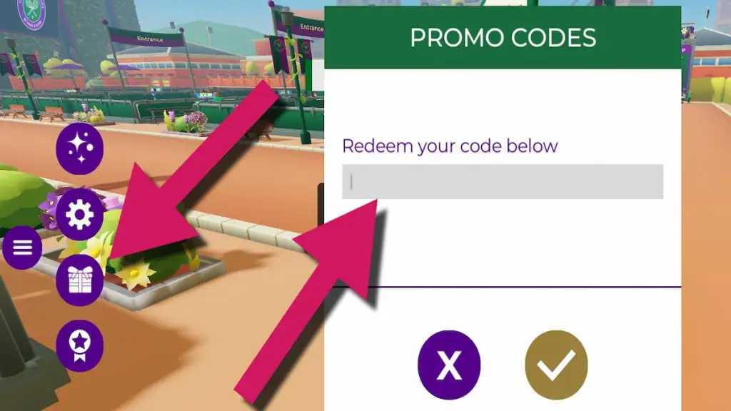 How to redeem codes in WimbleWorld Tennis