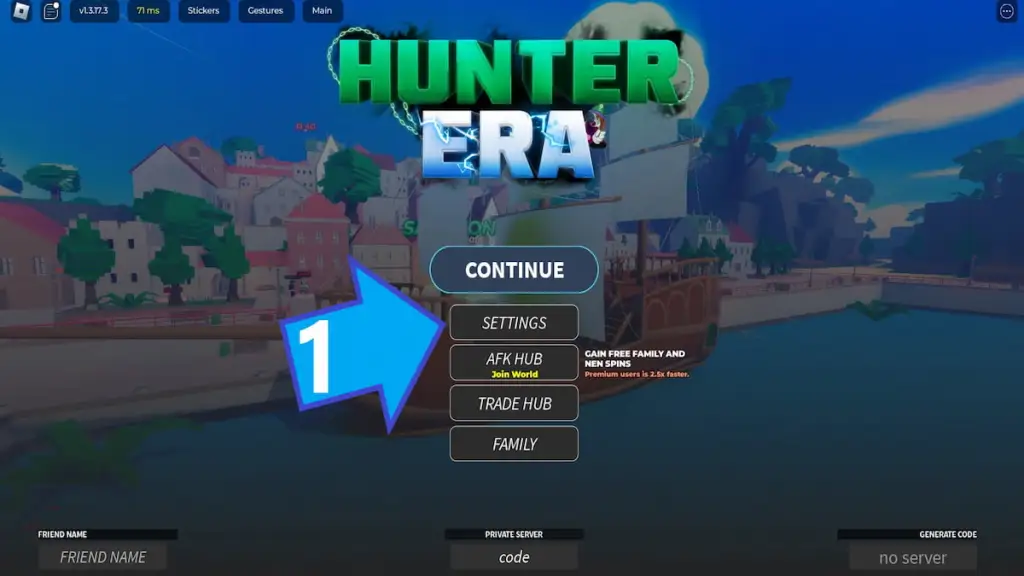 Hunter Era main menu