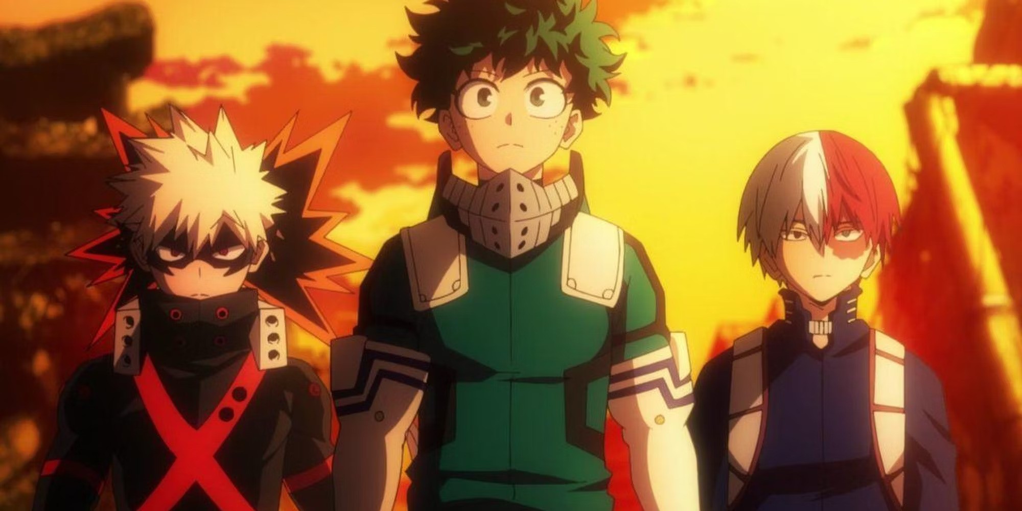 Deku, Bakugo, and Todoroki from My Hero Academia